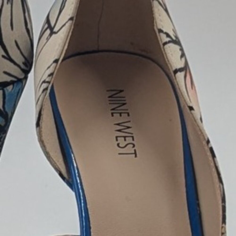 Nine West Blue Coral Orange Floral Peep Toe Stilleto Pumps | Size 7M - Picture 5 of 5